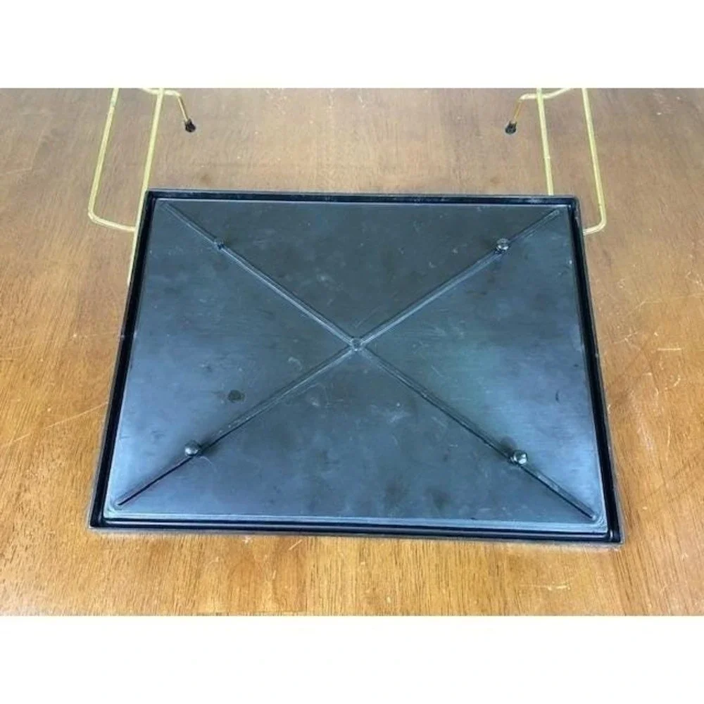 Atomic Orange Mosaic Tile Tray with Gold Wire Stand Vintage Mid Century Modern